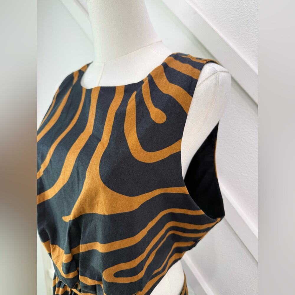 NWT Banana Republic Linen Blend Cut Out Midi Dress Black Brown Abstract
Size 12 - Picture 3 of 13